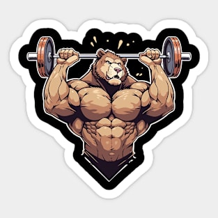 bear lifting weight Sticker